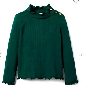 RIBBED RUFFLE TRIM TURTLENECK